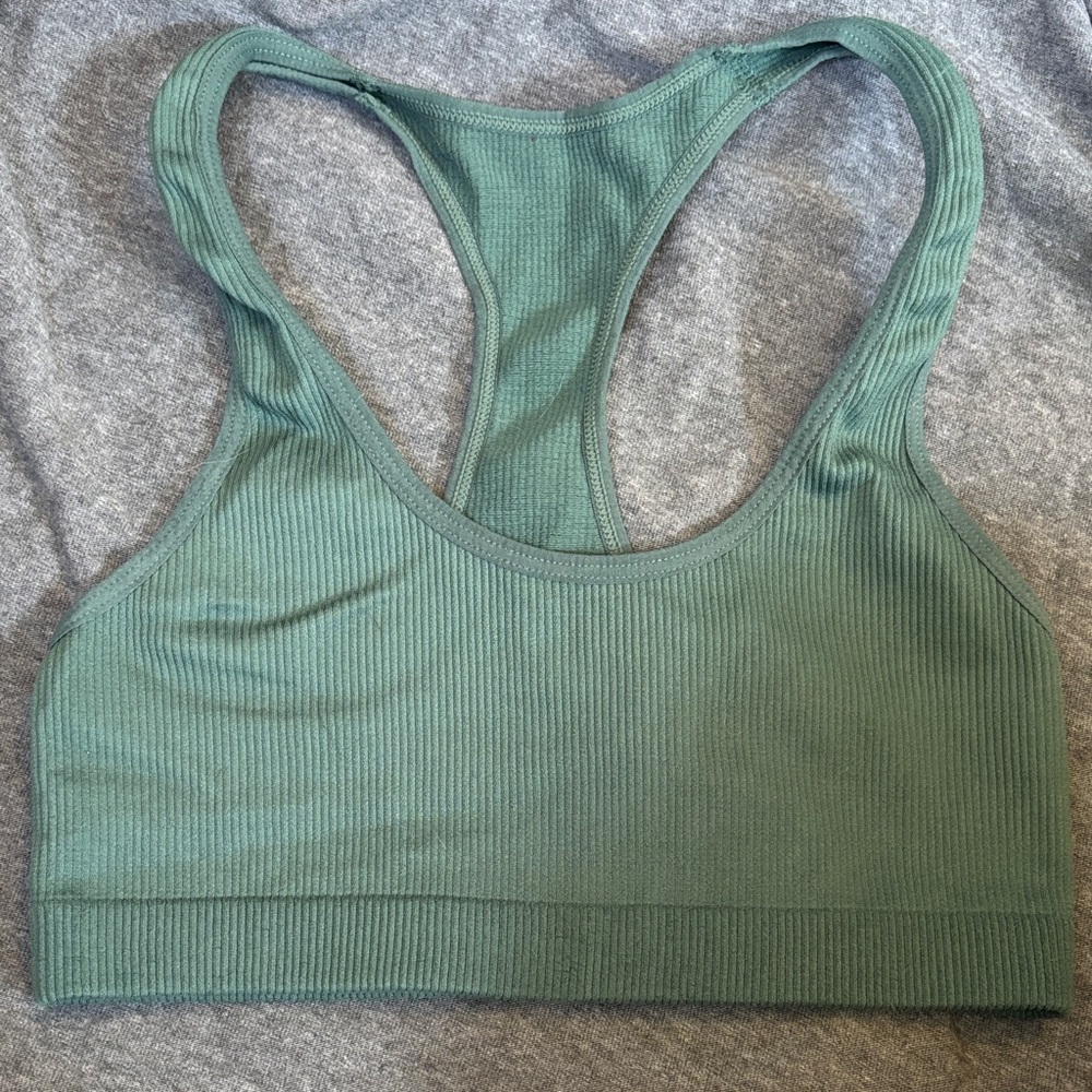 Lively Olive Ribbed Sports Bra